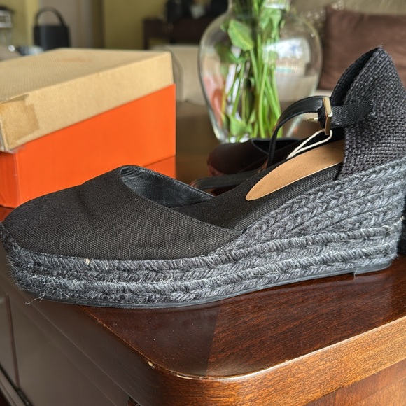 NWT Castaner wedged sandals with buckle size 10 black - Picture 6 of 7